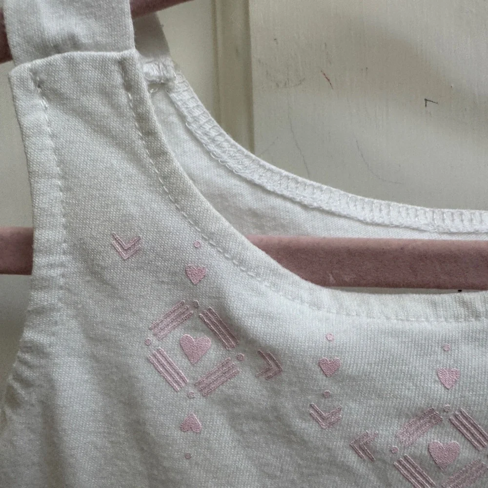 Jumping Beans 12M Girls White and Pink Geometric Patterned Tank Top Blouse